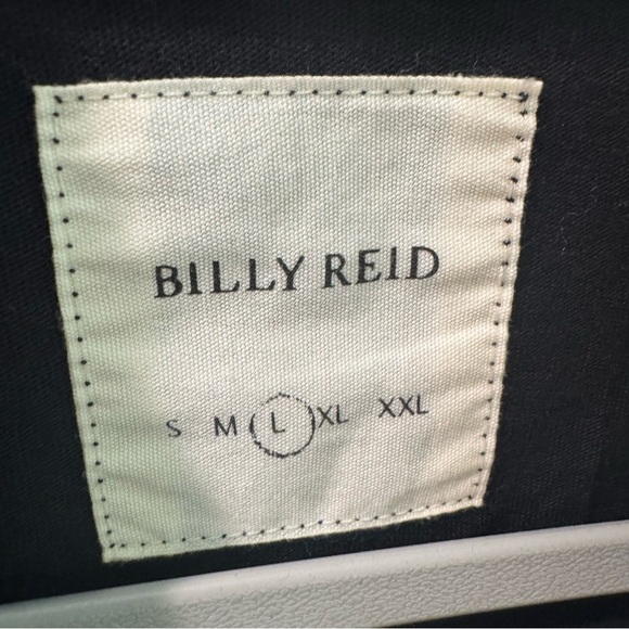 Billy Reid Men’s Pensacola Polo Black with Contrast White Stitching Large - Picture 2 of 4